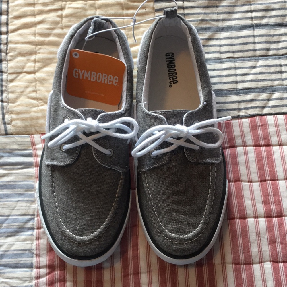 Gymboree Boys sz 4 lace boat shoes grayish /black